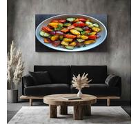 ZORYAN Rustic Vegetable Large Canvas Wall Art Painting Garden Food Wood Framed Canvas Wall Art for Living Room, Pictures for Living Room Home Decorative 70x140cm Country Tomato