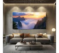 ZORYAN Scenery Mountain Extra Large Canvas Prints Nature Sunrise Wall Art for Living Room Landscape Clouds Paintings for Bedroom Office Home Decor Framed 60x120cm