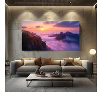 ZORYAN Scenery Mountain Pictures Wall Art for Living Room Nature Sunrise Large Canvas Prints for Hallway Decor Landscape Clouds Artwork for Bedroom Frameless 80x160cm