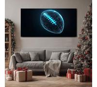 ZORYAN Sport Football Extra Large Wall Decor Futuristic Polygon Canvas Modern Canvas Prints Cyberpunk Gemstone Abstract Painting for Kitchen Office Restaurant, Frameless 60x120 cm