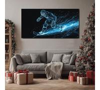 ZORYAN Sports Theme Hockey Extra Large Canvas Prints Cyberpunk Athlete Wall Art for Living Room Futuristic Figure Paintings for Bedroom Office Home Decor Framed 60x120cm