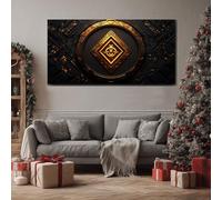 ZORYAN Viking Symbol Extra Large Wall Decor Gothic Polygon Canvas Modern Canvas Prints Norse Mythology Totem Abstract Painting for Kitchen Office Restaurant, Frameless 60x120 cm