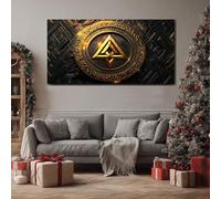 ZORYAN Viking Symbol Extra Large Wall Decor Norse Mythology Totem Canvas Modern Canvas Prints Gothic Polygon Abstract Painting for Kitchen Office Restaurant, Framed 60x120 cm