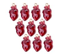 ZORZA 10Pcs Cute 3D Anatomical Heart Charms Unique Gothic Resin Pendant for DIY Jewelry Making Necklaces Bracelets Earrings Craft Accessories