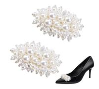 ZORZA 1Pair Imitation Pearl Flower Shoe Clips Detachable Floral Charm Shoe Buckles for Women Fashionable Dress Accessories for Bridal Shoes High Heels Flats