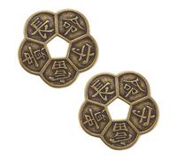 ZORZA 2Pcs Ancient Chinese Fortune Pendant Flower Shaped Brass Money for Wealth Good Luck Charms Feng Shui Decorations for Prosperity and Success