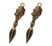 ZORZA 2Pcs Vintage Hindu Elephant Buddha Pendant Ganesha Charm Pure Copper Elephant Buddha Gods of Success Pendant Attractive