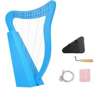 ZORZA Lyre Harp,Nylon 15 String Lyre Harp Mahogany Musical Instrument Harp,with Carrying Case/Tuning Key/Spare String/English Instruction Manual,for Music Lovers Beginners,Blue,15 String