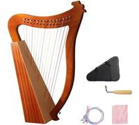 ZORZA Lyre Harp,Nylon 15 String Lyre Harp Mahogany Musical Instrument Harp,with Carrying Case/Tuning Key/Spare String/English Instruction Manual,for Music Lovers Beginners,wood color,15 String