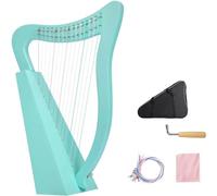 ZORZA Lyre Harp,Nylon 15 String Lyre Harp Mahogany Musical Instrument Harp,with Carrying Case/Tuning Key/Spare String/English Instruction Manual,for Music Lovers Beginners,green,15 String