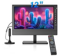 ZOSHING 12inch Portable TV,Small TV with Aerial-Digital T2 Tuner and HDMI,USB/TF slot and 12v charge cable/AC adapter