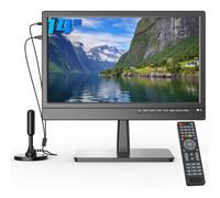 ZOSHING 14" Small 1080P screen TV with freeview Reception and Aerial,Two Power AC/DC-12V,HDMI-USB-VGA