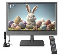ZOSHING 17" 1080P Screen TV,Small TV with freeview Reception and aerial,AC/DC12V,HDMI USB and VGA Input Ports for Camper,Bedroom (NO with WIFI/Bluetooth/Satellite)