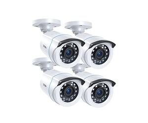 ZOSI 1080P 4 Pack HD TVI Wired CCTV Cameras, Outdoor Indoor Surveillance, Weatherproof Bullet Security Camera for 2MP/5MP/4K HD TVI Analog CCTV DVR System, 24pcs IR LEDs, 80ft IR Night Vision, White
