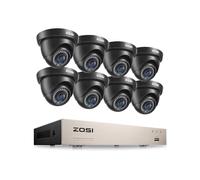 ZOSI 1080P CCTV Security Camera System with Night Vision, 8 Channel H.265+ 5MP Lite Surveillance DVR and 8x2MP Outdoor 1920TVL CCTV Dome Cameras, Human Vehicle Detection, Smart Alerts, NO Hard Drive