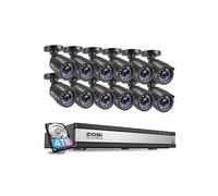 ZOSI 16CH CCTV Camera System, 12Pcs 2MP Outdoor Wired Security Camera, 4TB | Home Surveillance DVR and Weatherproof Outdoor Indoor 1920TVL Wired CCTV Cameras, 80ft IR Night Vision, Human Vehicle Detect
