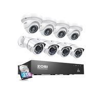 ZOSI 4K 8CH PoE CCTV Camera System, 8X5MP Outdoor Indoor PoE Security Camera, 8 Ports 16CH 8MP NVR Recorder with 2TB HDD, Motion Detection, 100ft Night Vision, Alert Siren, IP66 Waterproof