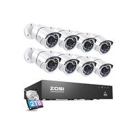 ZOSI 4K 8CH PoE CCTV Camera System with 8x 5MP Outdoor Indoor PoE IP Security Cameras, 120ft Night Vision, Motion Detection, Instant alerts, 8 Port 16CH 8MP NVR with 2TB HDD for 24/7 Recording