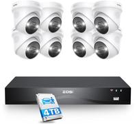 ZOSI 4K PoE CCTV Camera System,32CH Expandable NVR 4TB HDD, 8× 8MP Outdoor PoE IP Cameras,Color Night Vision,Person/Face/Vehicle Detect,Dual-Disk Backup for 24/7 Recording, Home & Business Security
