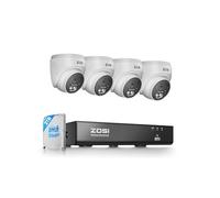 ZOSI 4K PoE CCTV Camera System, 4 x 8MP PoE IP Cameras Outdoor Indoor with 2-Way Audio, 8CH NVR and 2TB HDD for 24/7 Recording (16CH Expandable), Human/Vehicle/Face Detection, IR Night Vision, C220