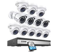 ZOSI 4K PoE CCTV Security Camera System, 16CH H.265+ 8MP CCTV NVR with 4TB HDD for 24/7 Recording,12pcs 5MP Outdoor PoE IP Cameras, Night Vision, Remote Access, Motion Detection