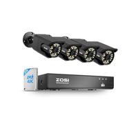 ZOSI 4K PoE Security Camera System, H.265+ 8CH NVR with 2TB HDD (16CH Expandable), 4 x 8MP Wired IP PoE Cameras Outdoor Indoor, Human/Face/Vehicle Detect, One-Way Audio, Color Night Vision, Spotlight