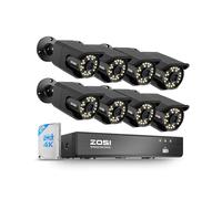 ZOSI 4K PoE Security Camera System, H.265+ 8CH NVR with 2TB HDD (16CH Expandable), 8 x 8MP Wired IP PoE Cameras Outdoor Indoor, Human/Face/Vehicle Detect, One-Way Audio, Color Night Vision, Spotlight