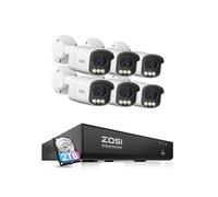 ZOSI 4K Ultra HD PoE CCTV Camera System with True Clarity Color Night Vision, 8 Port 16CH 4K NVR and 6pcs 8MP Aurora Lux C186A Outdoor PoE Cameras, Human Vehicle Detection, Light&Siren, 2-Way Audio