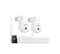 ZOSI 5MP WiFi CCTV Camera System Outdoor Indoor, 2Pcs Wi-Fi 6 Wireless Pan/Tilt Security Cameras, 8CH 4K NVR with 64GB Local Storage, Human Auto Tracking, Color Night Vision, 2-Way Audio, Siren Alarm