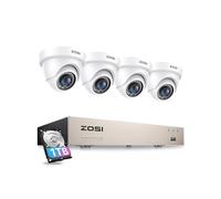 ZOSI 8 Channel CCTV Camera System, 3K Lite H.265+ AI DVR & 1TB Hard Drive | 4Pcs 1920TVL 2MP Home Security Cameras Outdoor Indoor, 80ft IR Night Vision, Human/Vehicle Detection, IP66 Surveillance Kit
