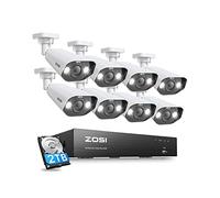 ZOSI 8CH 4K PoE CCTV Camera System with AI Human Vehicle Detection, 2TB HDD