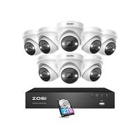 ZOSI 8CH 4K PoE Security Camera System with Person Vehicle Detection,8pcs 5MP Indoor Outdoor PoE IP Cameras,2-Way Audio,Color Night Vision,8CH 4K NVR Recorder with 2TB HDD for 24/7 Recording