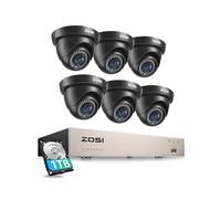 ZOSI 8CH 5MP CCTV Camera Systems, 6x 2MP Outdoor Indoor Home Wired Cameras