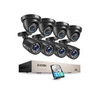 ZOSI 8CH 5MP Lite CCTV Camera System Outdoor & Human Vehicle Detection,8Pcs