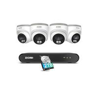 ZOSI 8CH 5MP PoE CCTV Camera System Outdoor Indoor, 2.5K 8 Channel H.265+ PoE NVR Built-in 2TB HDD, 4X 4MP Wired Home Security Cameras, AI Human Detection, 100ft IR Night Vision, Remote Access