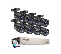 ZOSI CCTV Camera System Outdoor & 1TB Hard Drive, Night Vision CCTV Camera | 5MP Lite 8CH DVR and 8x 1080p 1920TVL Wired Business Home Security Cameras, AI Human Vehicle Detection, Smart Playback, IP66