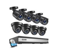 ZOSI CCTV Camera System Outdoor, 8x 2MP Night Vision Home Security Camera | 2TB Hard Drive, H.265+ 3K Lite 16CH DVR System,1080P Outdoor Indoor Weatherproof Surveillance Camera, AI Human/Vehicle Detect