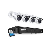 ZOSI Wired CCTV Security Camera System Outdoor Indoor, 8CH 5MP H.265+ Lite DVR Recorder and 4 x 1080p Weatherproof Home Surveillance Camera,1TB Hard Drive, Motion Detection, 80ft Night Vision