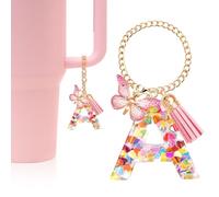 ZOSIX Letter Charm Accessories for Stanley Cup with Handle, Keychain Handle Charm for Stanley Tumbler Accessories, Pink, A, for Stanley Cup handle