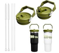 ZOSIX New Upgraded 2PCS Designed for Stanley Cup 30 oz Flip Straw Lid, Leak Proof Lid, Spill Proof Tumbler Lid Cup Lid Replacement for Stanley 30 oz Tumbler with Handle, Matcha Green