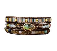 ZOSOJONA Boho Wrap Bracelets Natural Jasper Crystal Stone Variety Beads Strand Bracelet, L, Stone, Agate