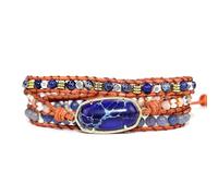ZOSOJONA Boho Wrap Bracelets Natural Jasper Crystal Stone Variety Beads Strand Bracelet, Large, Stone, Agate