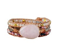 ZOSOJONA Boho Wrap Bracelets Natural Jasper Crystal Stone Variety Beads Strand Bracelet, ll, Leather, Agate