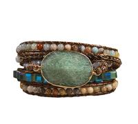 ZOSOJONA Boho Wrap Bracelets Natural Jasper Crystal Stone Variety Beads Strand Bracelet, One Size, Stone, no gemstone