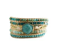 ZOSOJONA Boho Wrap Bracelets Natural Jasper Crystal Stone Variety Beads Strand Bracelet, One Size, Stone, Agate