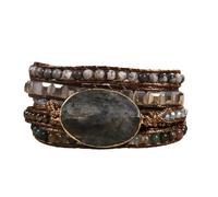 ZOSOJONA Boho Wrap Bracelets Natural Jasper Crystal Stone Variety Beads Strand Bracelet, One Size, Stone, no gemstone
