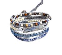 ZOSOJONA Women Handmade Boho Wrap Bracelets Natural Stone Variety Beads Strand Bracelet, One Size, Stone, Agate