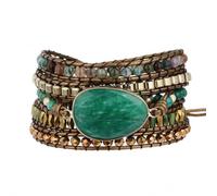 ZOSOJONA Women Wrap Bracelet Boho Natural Jasper Crystal Stone Beads Strand Bracelets