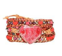 ZOSOJONA Women Wrap Bracelet Boho Natural Jasper Crystal Stone Beads Strand Bracelets, One Size, Copper, copper