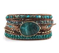 ZOSOJONA Women Wrap Bracelet Boho Natural Jasper Crystal Stone Beads Strand Bracelets, One Size, Metal, copper